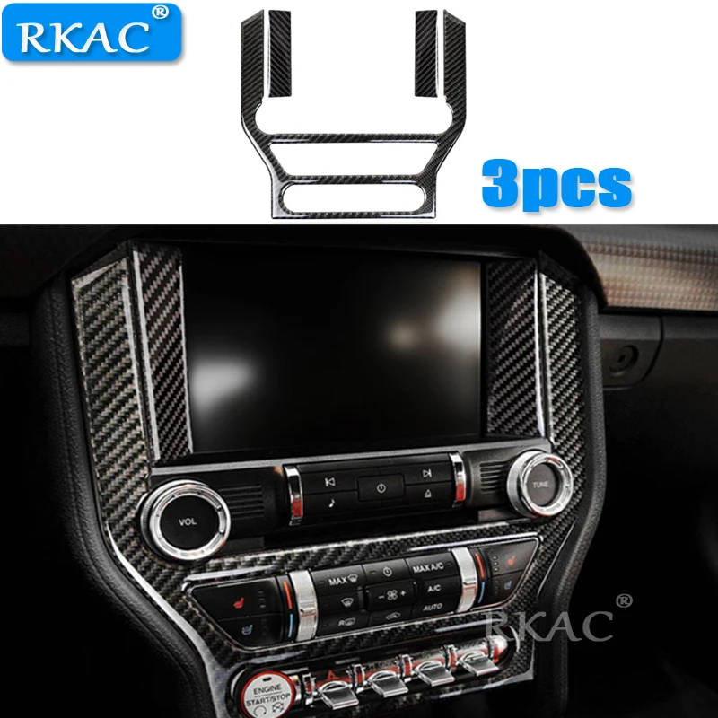 Us 42 99 25 Off Rkac 3pcs For Ford Mustang Accessories Mustang Gt Control Center Console Carbon Fiber Car Interior Trim Body Stickers 2015 2017 In