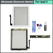 Touch screen digitizer for ipad 3 3Gen glass 3M Adhesive home button camera holder free tools