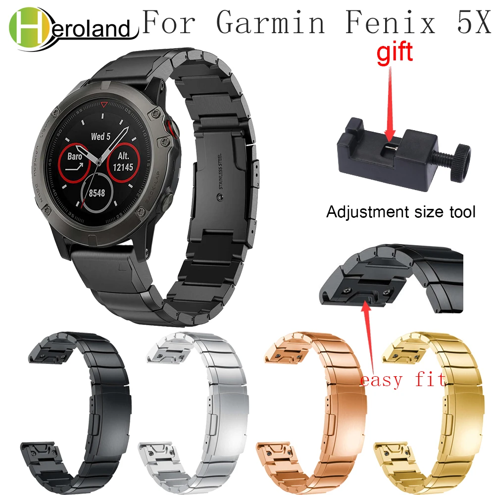 Bracelet de montre Ste en acier inoxydable pour Garmin Fenix 5x