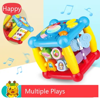 

Hexahedral Multi-function Cube Music Toy Piano Keys Beat Drum Alphabet Learning Monkey Sliding Game Baby Kid Educational Gift