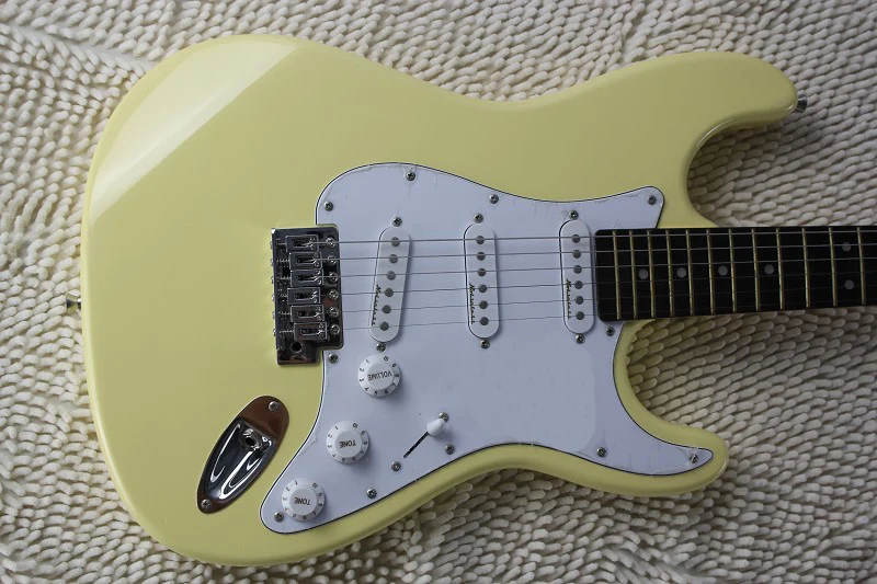 

Factory store yellow cream ST signature rosewood fretboard 6 string Chrome Hardware Electric Guitar Guitarra free shipping