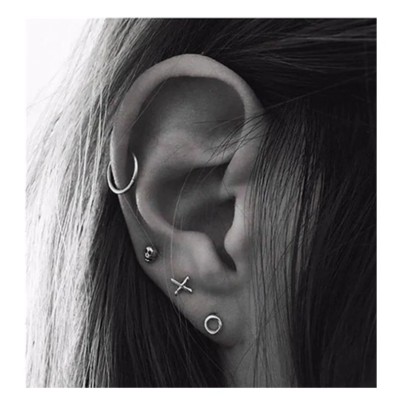 

E074 Fashion Jewelry New Arrival Letter O X Stud Earrings For Women Exquisite Ear Accessories Hot Sale Personality Stud Earring