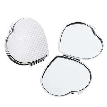 

2Pcs Pocket Makeup Mirror / Heat Shape Folding Compact Mirrors /Travel Handbag Mirrors -Silver