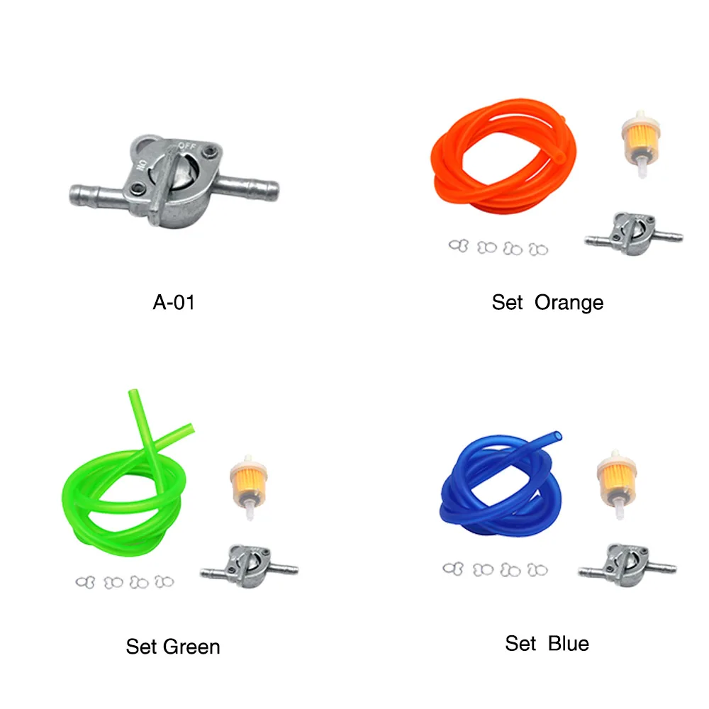 ZS Racing Universal 6mm Motorcycle Petrol Fuel Tap Inline Petcock Switch 1M Fuel Pipe Hose + 1 Oil Filters + 4 Clips motorcycle fuel switch