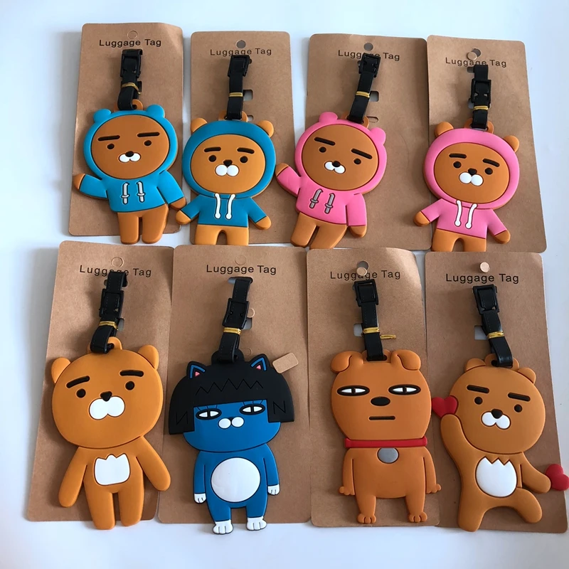 

2018 Fashion KAKAO Suitcase Luggage Tag Cartoon Cute ID Address Holder Baggage Label Silica Gel Identify Travel Accessories