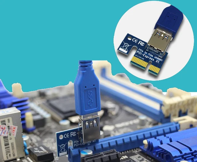 Hot Selling USB 3.0 PCI-E Extention Cable Flex Ribbon 1X To 16X Riser Card Adapter Power with SATA 6pin Card Adapter for Mining