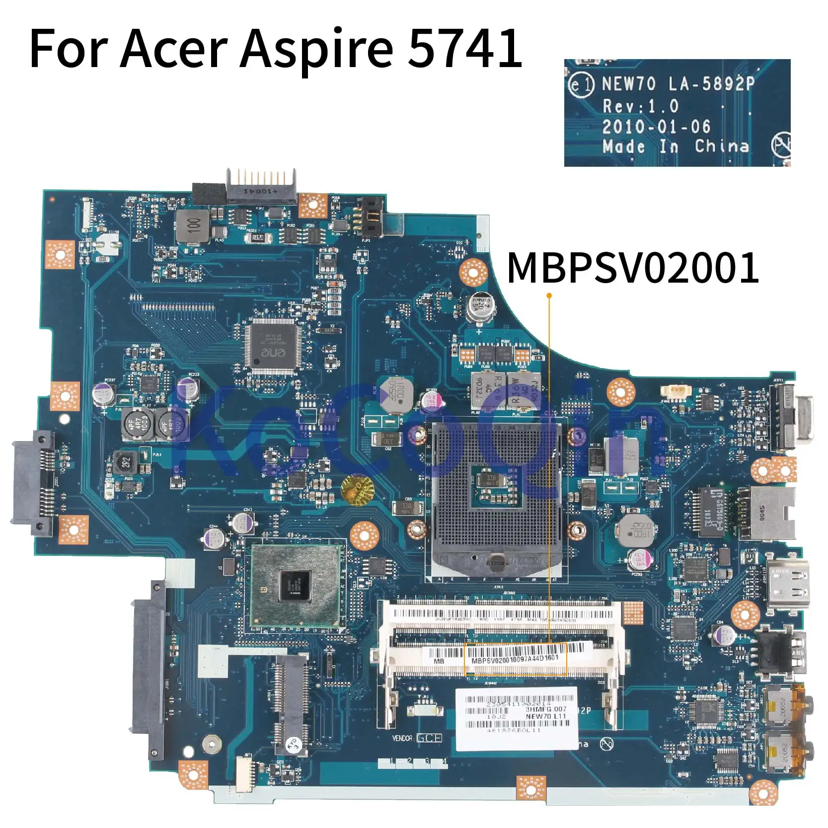 Placa-mãe Portátil para Acer Aspire Notebook Mainboard La5892p 5741 5741zg Nv59c Mbwju02001 Mbtz90200 Mbpsv02001 New70 Hm55 Ddr3