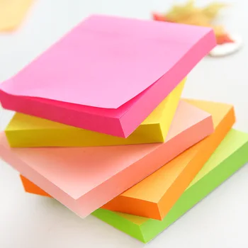 

Coloffice Candy Color Memo Pad Fluorescent N Times Stickers Student Stationery Office Message Tearable Sticky Notes 100 Sheets