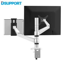 OA-8Z Height Adjustable Double Arm 27 inch Monitor Holder+ Double Arm Tablet PC Stands 360 Degree Rotatable computer desks 40 20 40cm 360 degrees rotation multipurpose movable laptop table anti slip height adjustable notebook computer desks
