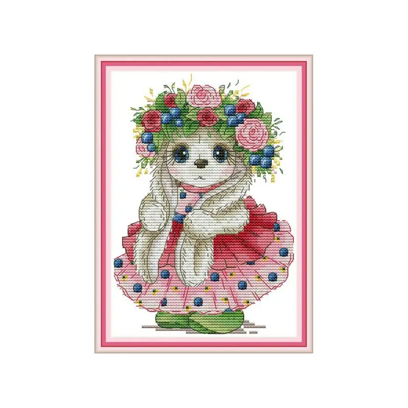 

Cute Bunny DIY Handmade Needlework Counted 14CT Printed Cross Stitch Embroidery Kit Set Home Decoration