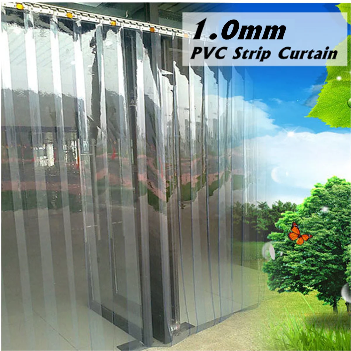 

Large PVC Strip Curtain Freezer Room Door Strip Kit 200*18*0.1cm Hanging Rail Curtains Windproof Heat Cold Resist Transparent