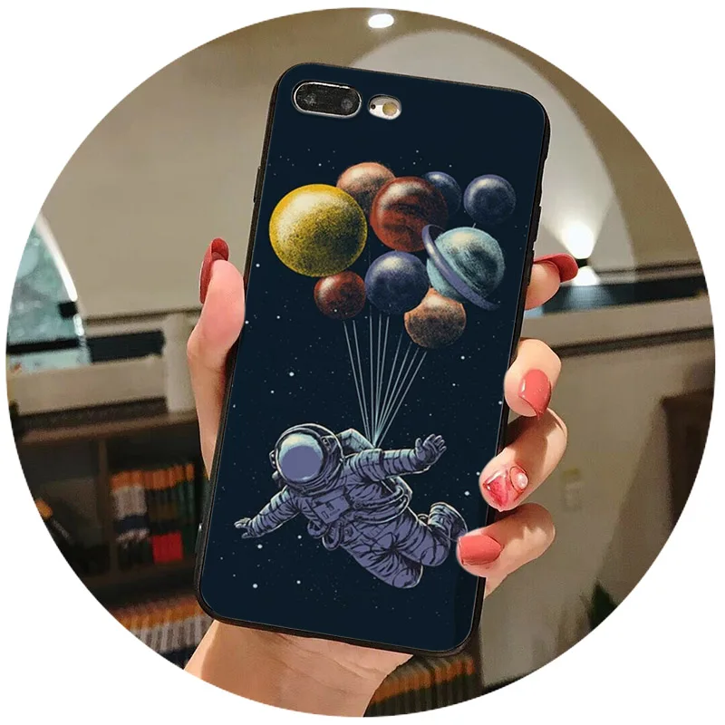 sky Space planet Black and white sun Moon stars TPU soft Silicone Cover Case  (13)