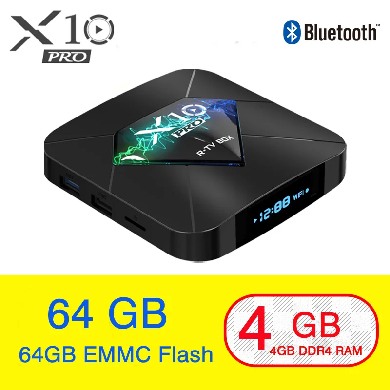 ТВ приставка X10 Pro Smart TV Android 8 1 четырехъядерный Amlogic S905X2 LPDDR4 4 Гб 32 ГБ 64 2 4G 5 ГГц Wi Fi