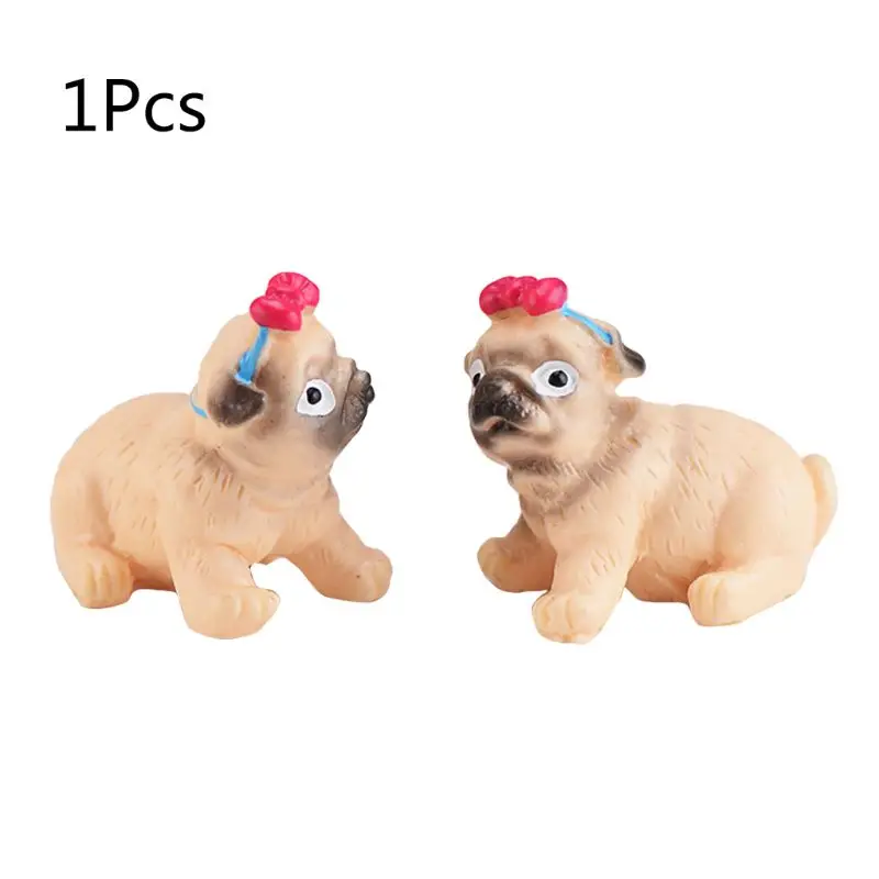 

OOTDTY Miniature Cute Animal Pug Dog Ornament Fairy Garden House Home Landscape DIY Decoration Gift