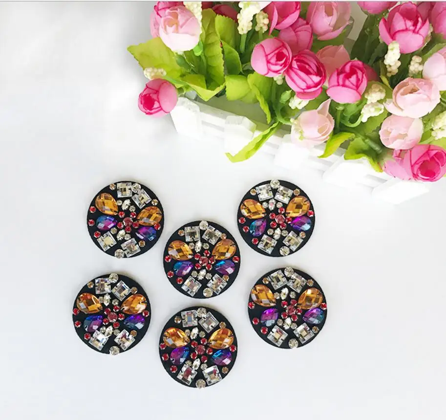

1Pcs Color Rhinestone Beaded Patch for Clothing Sewing on Patch Beading Applique Clothes Decoration Patch DIY Accessories