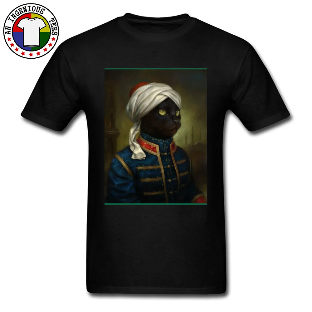 Design Funny Father Day All Cotton Crewneck Male Tops & Tees Street Sweatshirts Slim Fit Short Sleeve T-shirts The Hermitage Court Moor Cat 12076 black