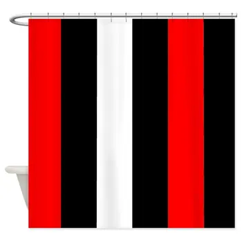 

Red Black And White Stripes Decorative Fabric Shower Curtain