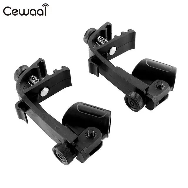 Cewaal 2pcs Adjustable Shockproof Mic Microphone Stand Holder Clips Music Drum Rim Mount Clamp Stander Percussion Studio Black
