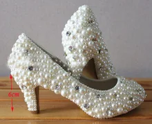 2016 New Luxury Fashion Shoes for wedding ceremony luxury Rhinestone Pearl Wedding Bridal Shoes Women 2 Inches Heels lady shoes
