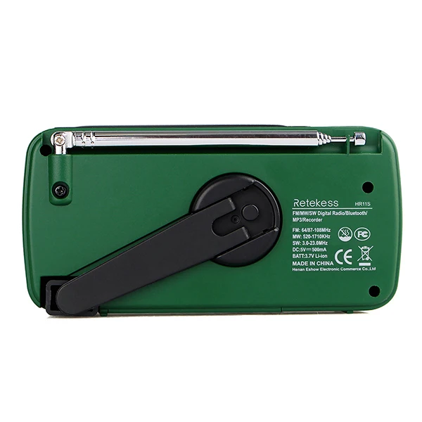 Retekess HR11S цифровой рекордер портативный FM/MW/SW ручной Солнечный аварийный сигнал радиостанции Bluetooth музыкальный плеер F9208G