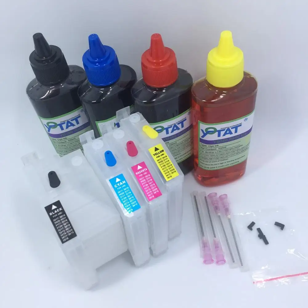 

YOTAT 4*100ml Dye ink LC3219 LC3217 Refillable ink cartridge LC3219XL for Brother MFC-J5330DW J5335DW J5730DW J5930DW J6530DW