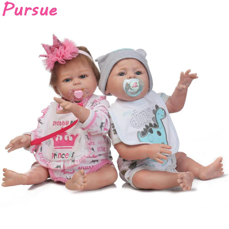 

Pursue 20"/50 cm Cute Twin Reborn Full Body Silicone Reborn Baby Dolls for Sale bebe reborn com corpo de silicone menina menino