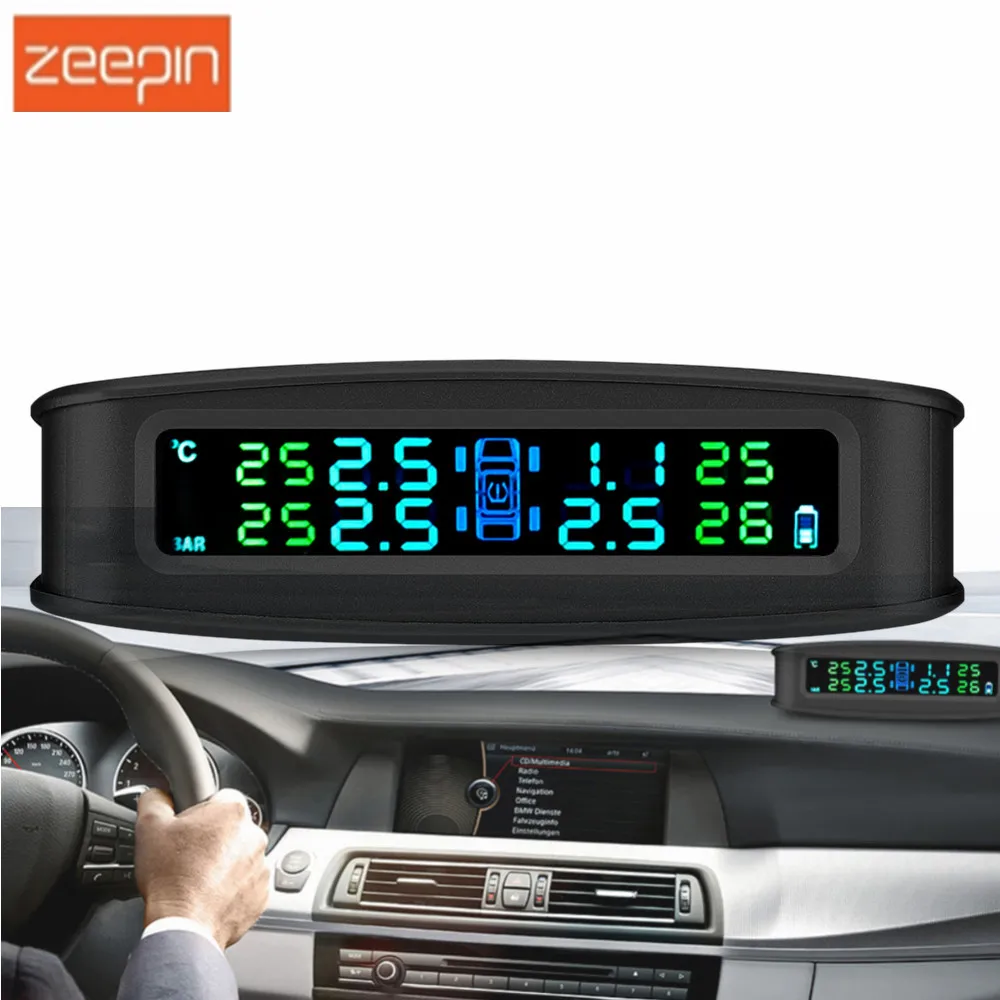 

ZEEPIN C260 Solar Powered TPMS 4 Internal Sensors Car Tire Pressure Monitor System TFT Color Screen Solar Energy / USB Charging