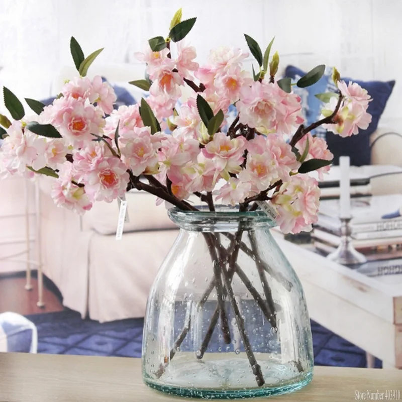 Artificial 3 Branchlets High-end Simulation Cherry Blossoms Plant Flowers Japanese-style Fake Wedding Home Decoration | Дом и сад