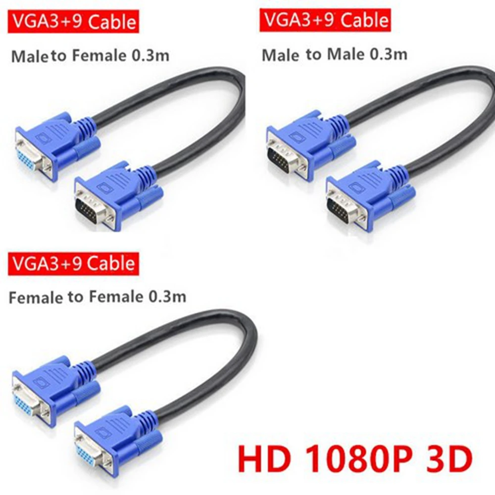 30 см HD15Pin VGA D Sub короткий видеокабель штекер M/M гнездо и для монитора ПК|Кабели VGA| |