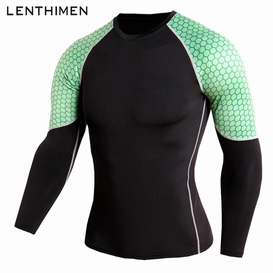 New Men's Running T shirt Long Sleeve Compression Shirts Breathable