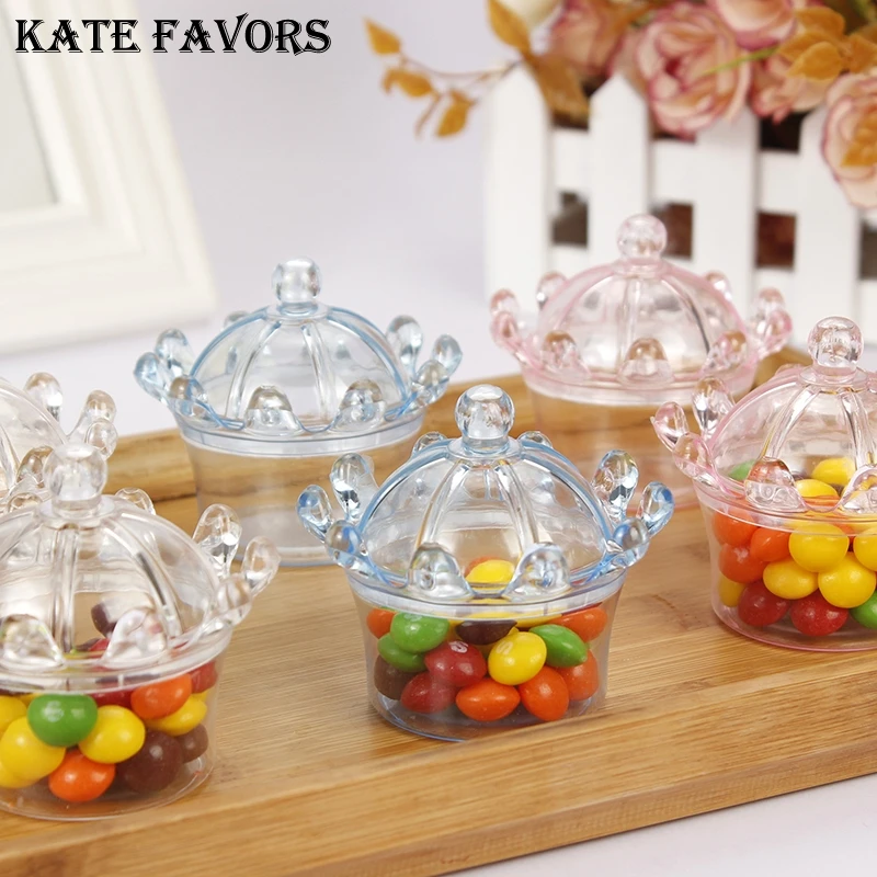 

Transparent Crown Sharped Plastic Candy Box For Birthday Party Baby Shower Candy Bar Decoration Supplies Gift Package For Kids