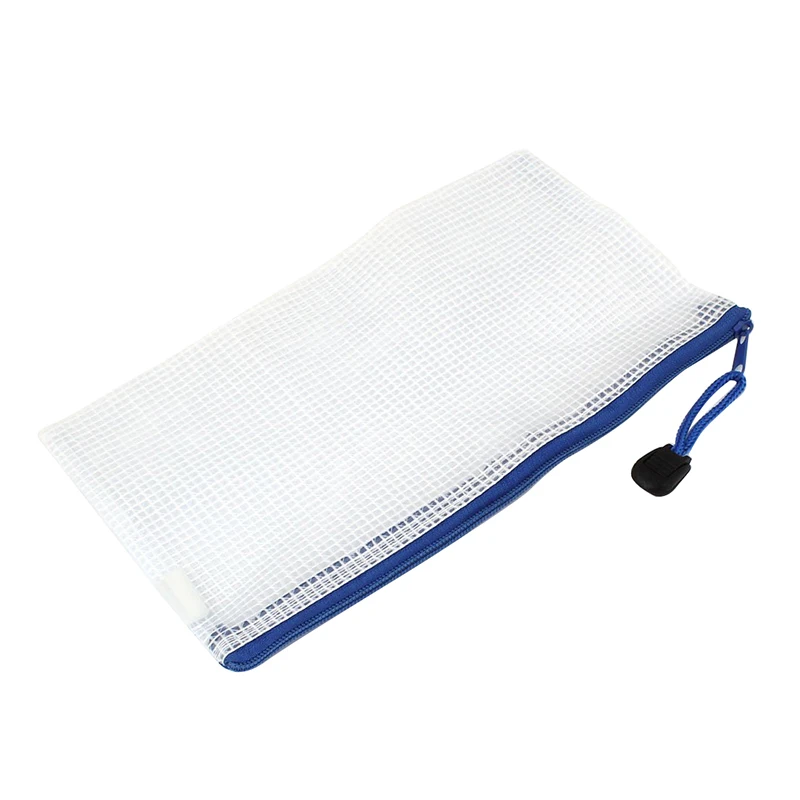 

Blue White Net Inside Zipper Pouch Holder 210mmx110mm for A6 Paper