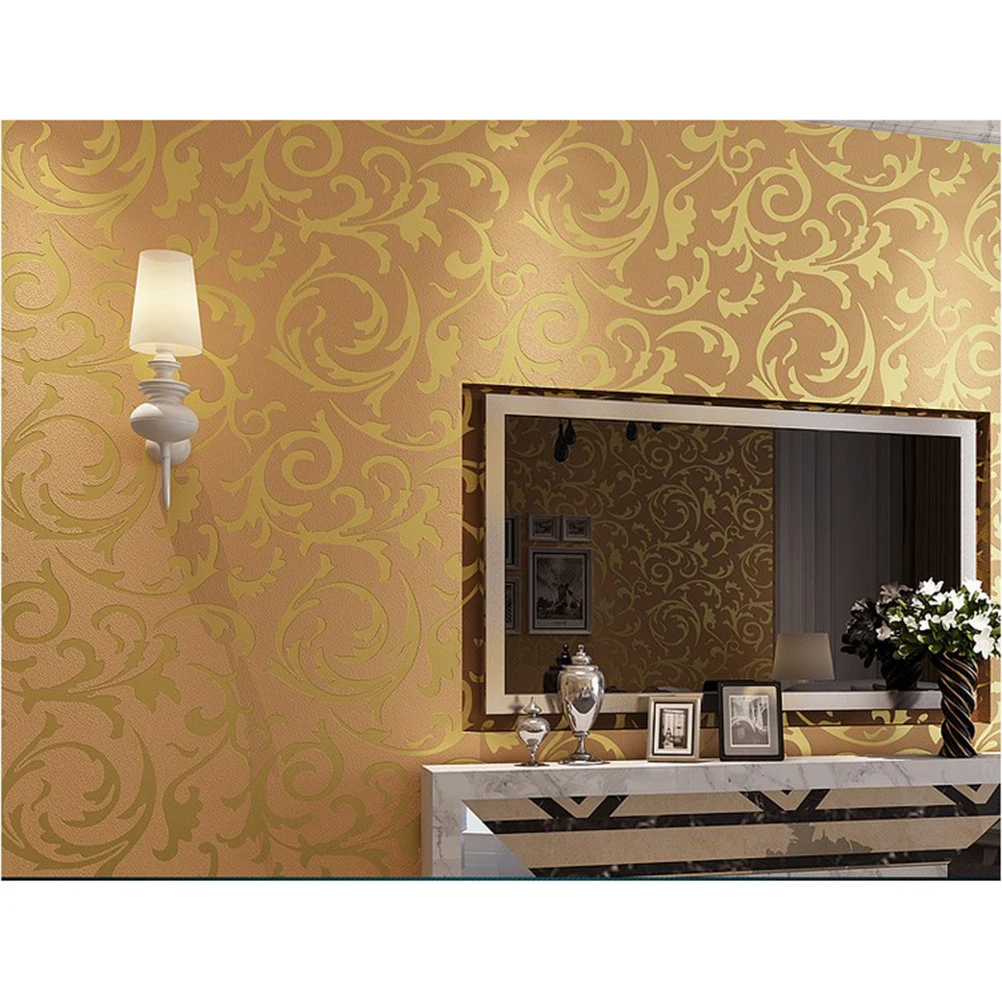 Us 1751 46 Di Sconto3d Wallpaperembossed Texture Glitter Barocco Damasco In Primo Piano Vintage Blu Carta Da Parati Parete Rivestimento Di Muri Di