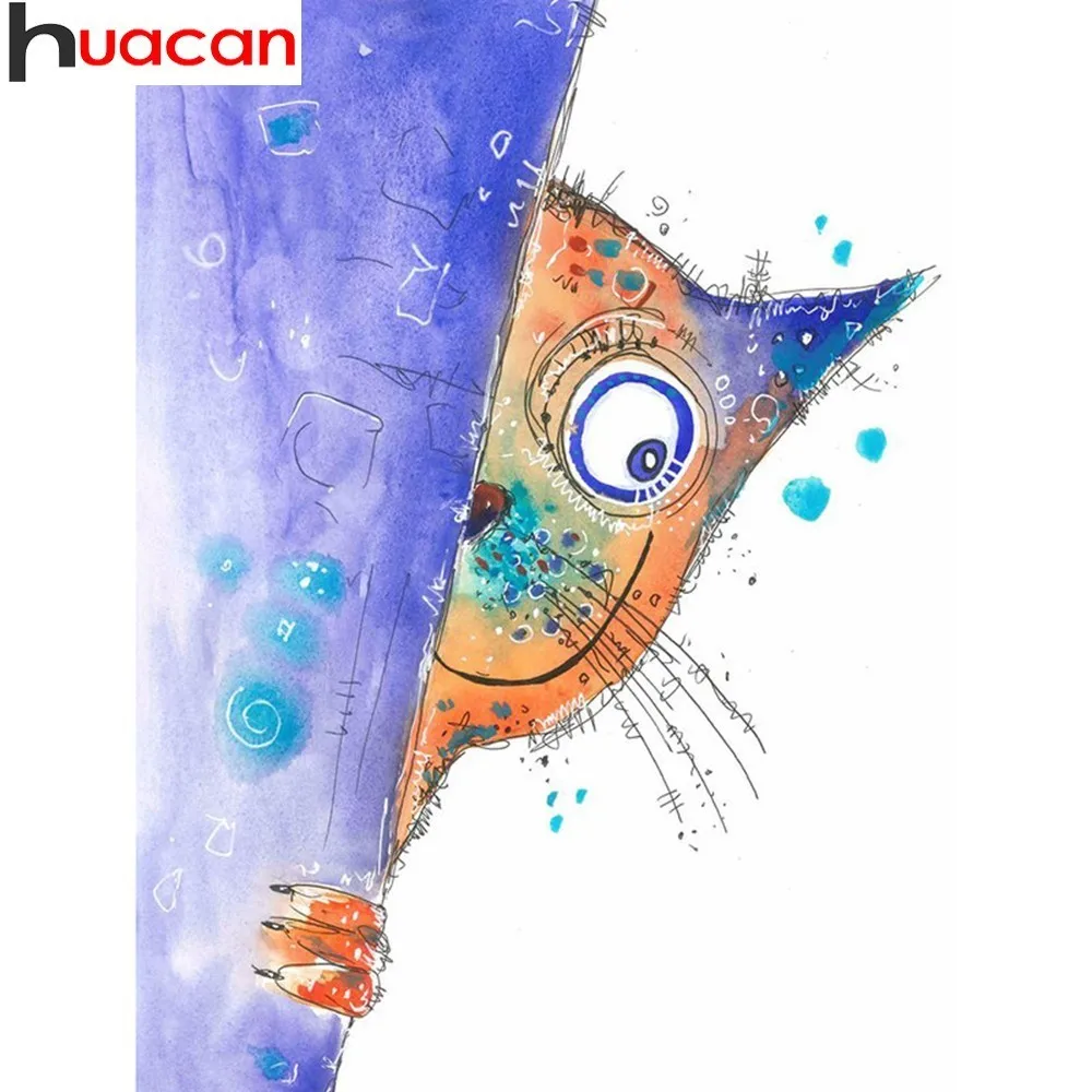

HUACAN Diamond Mosaic Cat Diamond Painting Full Square Cartoon Diamond Embroidery Cross Stitch Resin Drill Home Decor