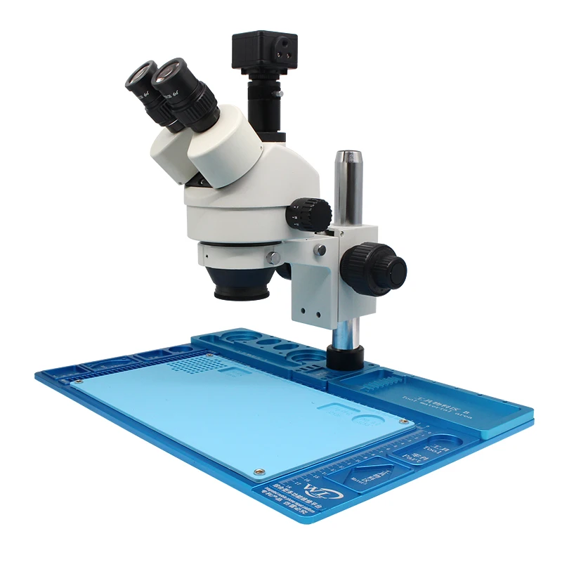 

7-45X zoom Trinocular Stereo Microscope with 5.0MP CMOS USB Microscope Camera and Maintenance Platform Mobile Phone Repair Tool