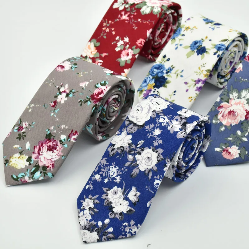 6CM 100% Cotton Printing Floral Tie Informal Fashion Mens Necktie 20 ...