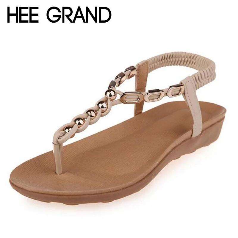 

HEE GRAND Metal Decoration 2018 NEW Trending Women Fashion Sandals Flats with Summer Vacation Sandals Size 36-40 XWZ4626