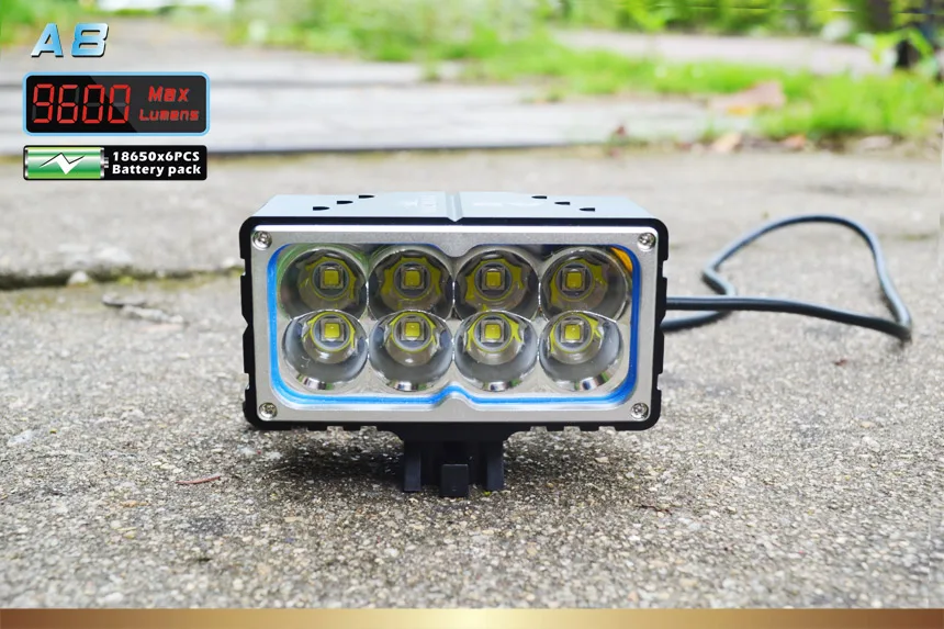 Excellent 8 X  XM-L2 LED A8 Bicycle Bike Light 9600LM LED 3 Mode headLamp with 10000mAh Waterproof Battery Pack and charger 2