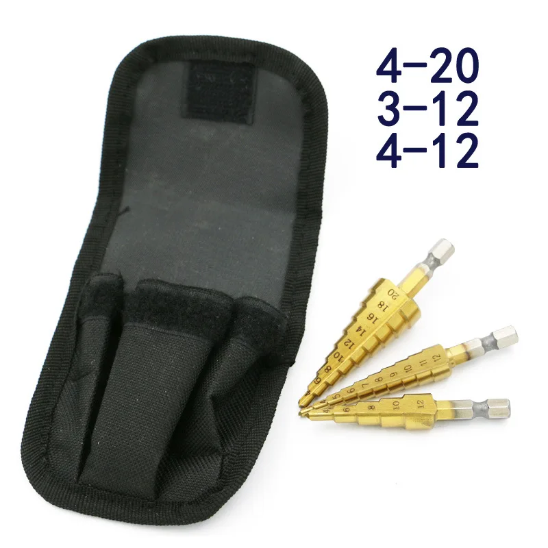 High quality 3pcs HSS metric titanium plated hexagonal pagoda metal drill multi-functional tools step tower | Инструменты