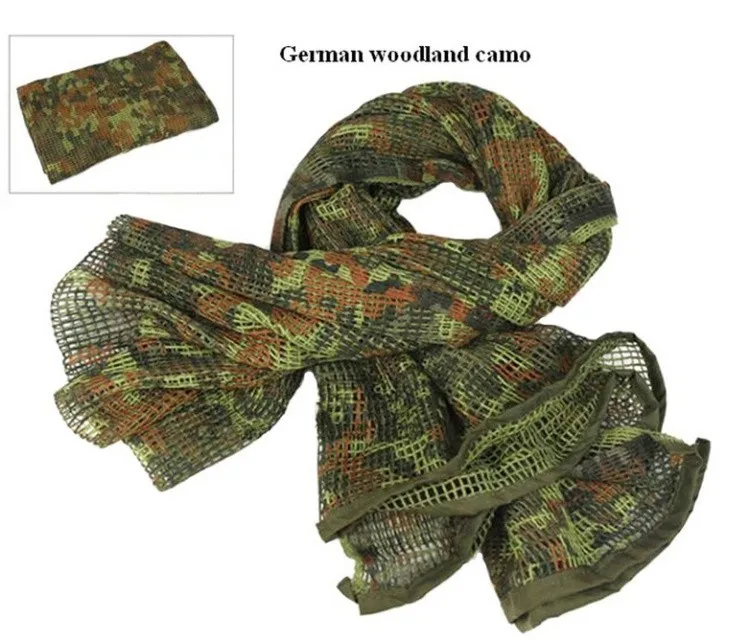 Тактический сетчатый шарф, мужской военный Камуфляжный шарф, снайперская маска для лица, вуаль для страйкбола, кемпинга, охоты, туризма, шарфы, бандана для мужчин - Цвет: German Camo