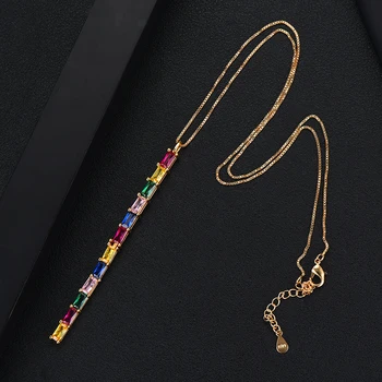 

GODKI Luxury Multicolor Stick Stackable Pendant Necklace Beautiful Full Cubic Zircon Fashion Charm Women Party Jewelry Gift 2019