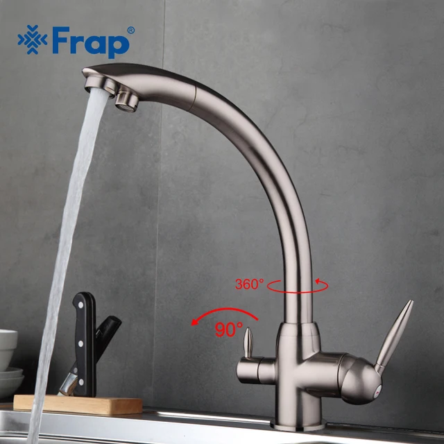 Cheap Frap New Arrival Kitchen Faucet Deck Mounted Mixer Tap 180 Degree Rotation with Water Purification Features Nickle F4399-5