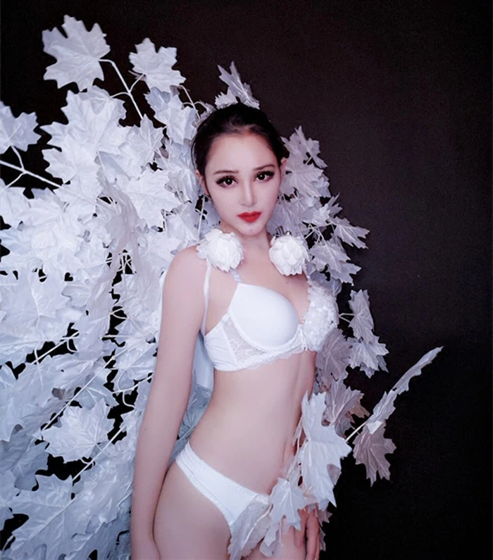 White Wing Bikini Model Show Sexy Bodysuit Women Nightclub Bar Costume Stage Party Singer Wear Female Leading Dancer Outfit DJ