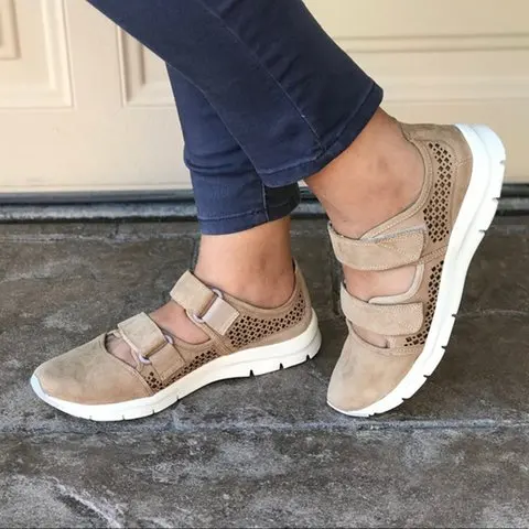 

Women Flat Shoes Mesh Hook Loop Autumn Ladies Hollow Out Platform Plus Size Casual Breathable Footwear Female Comfort Fashion