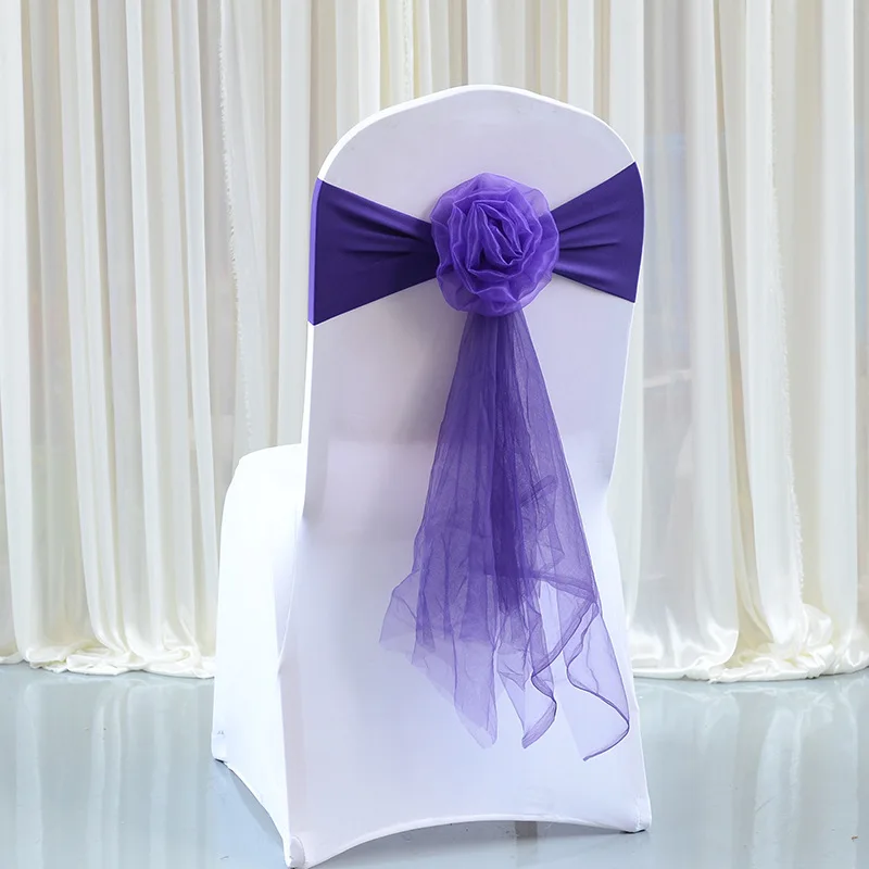10 шт./партия, фиолетовые прозрачные ленты, свадебные украшения, пояс-кушак для стула, чехлы для стула, галстуки-бабочки, украшения для стульев - Цвет: Purple