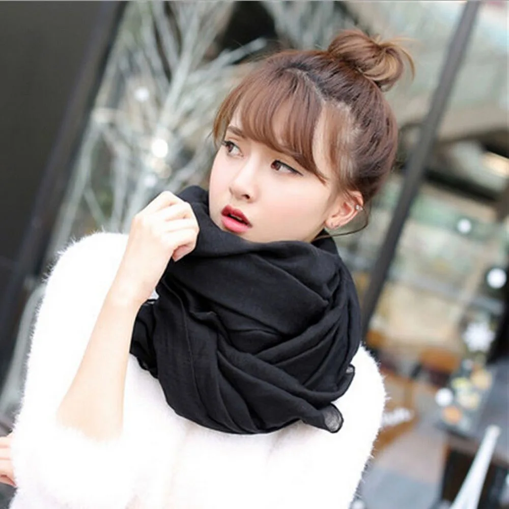 

2019 Women Autumn Winter Scarf Pashmina Cape Luxury Warm Solid Linen And Cotton Fashion Female Multi-purpose Autumn Winter Shawl
