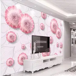 Пользовательские обои ручной росписью скандинавский свежий Подсолнух розовый красивый цветок фон стены водонепроницаемый материал