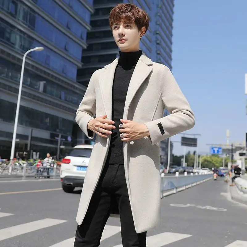 Plain Color Plus Size Korean Style Men Wool Topcoat 5XL 4XL Autumn ...