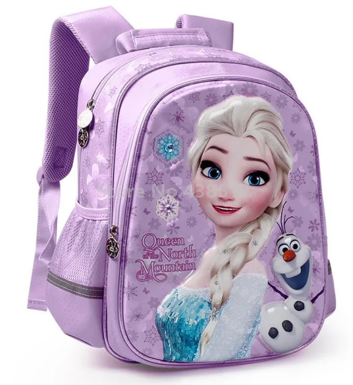 Новая школьная сумка для девочек с 3D изображением принцессы Эльзы розового, голубого, фиолетового цветов, чехол-карандаш для детей, рюкзак для начальной школы - Цвет: Only Bag