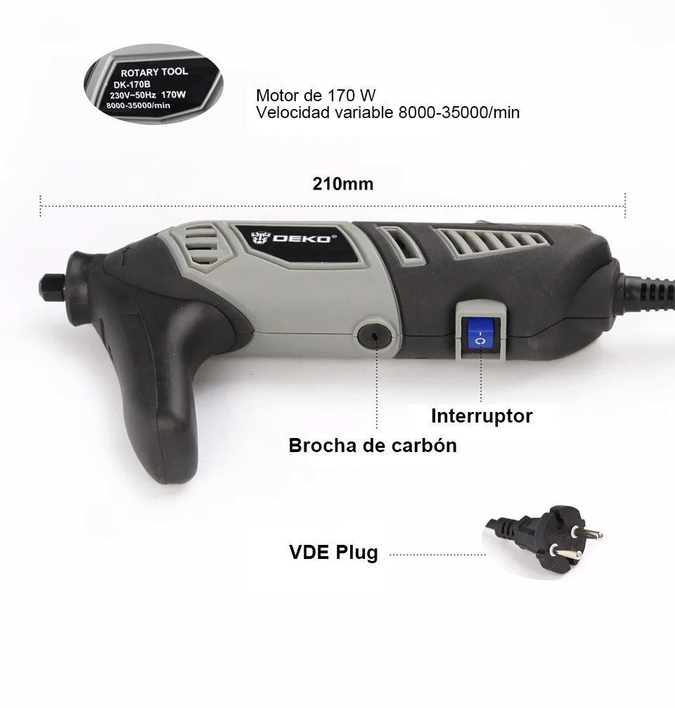 DEKO HERRAMIENTA ROTATIVA MULTIHERRAMIENTA COMO DREMEL 220 V 170 W LCD ESPAÑA